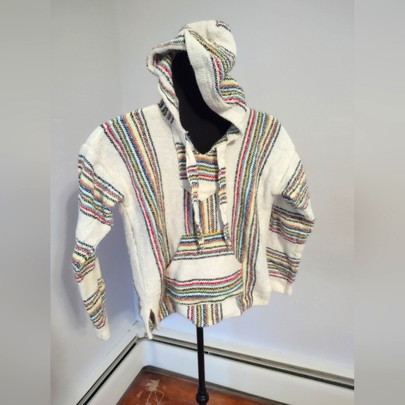 Yarina rug hoodie with rainbow stripes 100% cotton - Picture 3 of 7